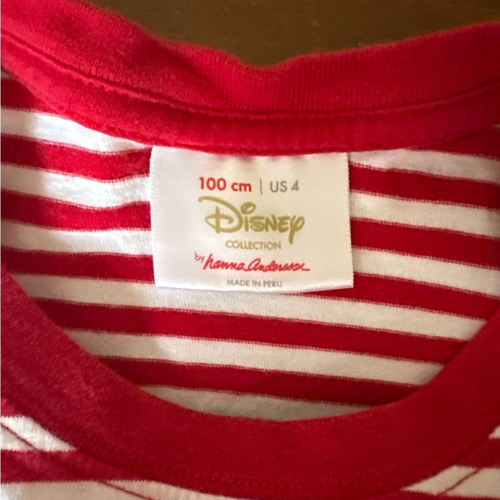 Disney Hannh Anderson Red and White Striped Minnie Mouse Shirt Size 4 - Picture 3 of 4